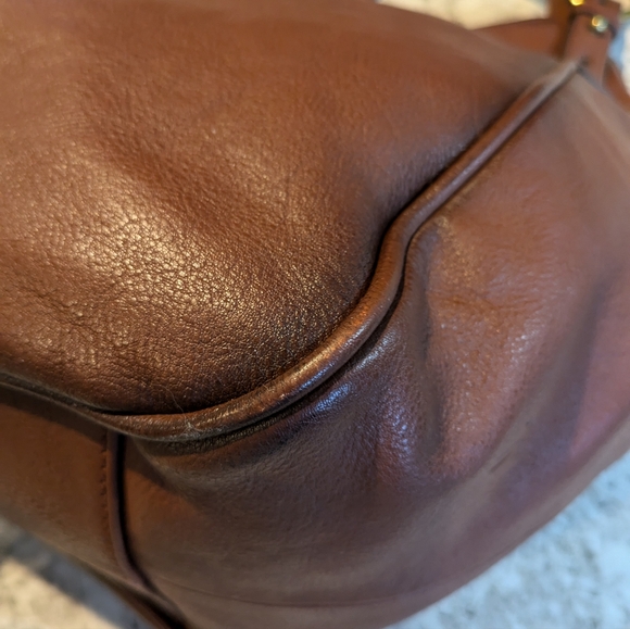 Frye Madison Cognac Leather Shoulder Hobo Bag - Picture 13 of 16